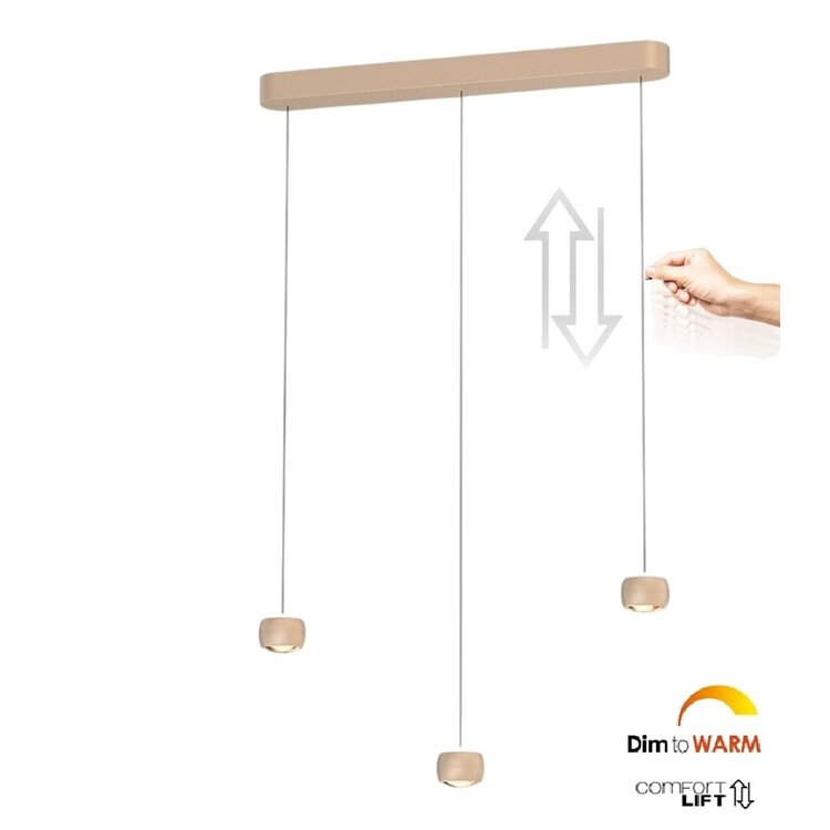 Freelight  Hanglamp Cosmo Beige incl. Comfortlift 3 Lichts L 90cm