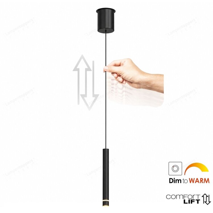 Steinhauer Hanglamp Volari Zwart incl. Comfort Lift & Dim to warm 5 Watt 4714ZW