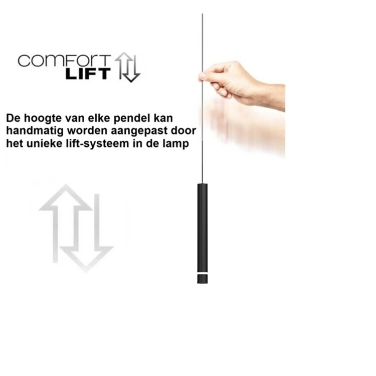 Steinhauer Hanglamp Volari Zwart incl. Comfort Lift & Dim to warm 5 Watt 4714ZW