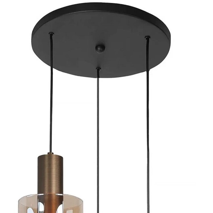 Highlight  Hanglamp Marrone Brons/Amber 3-lichts