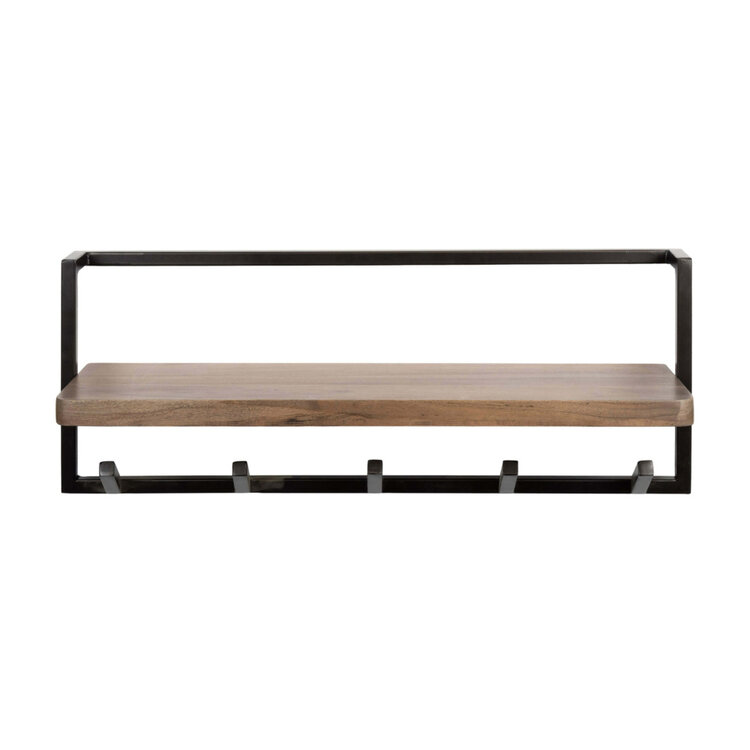 Kapstok Air Pure Brons  Massief Acacia Bruin 6 Haken 85cm Hoedenplank