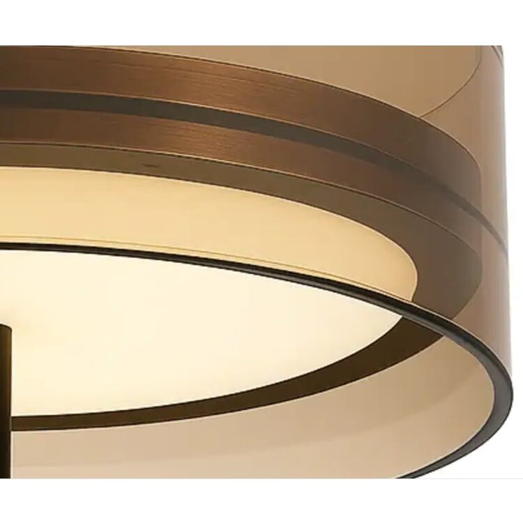 Highlight Vloerlamp Enzo Zwart & Brons - Amber Glas Ø 30cm  H 165cm