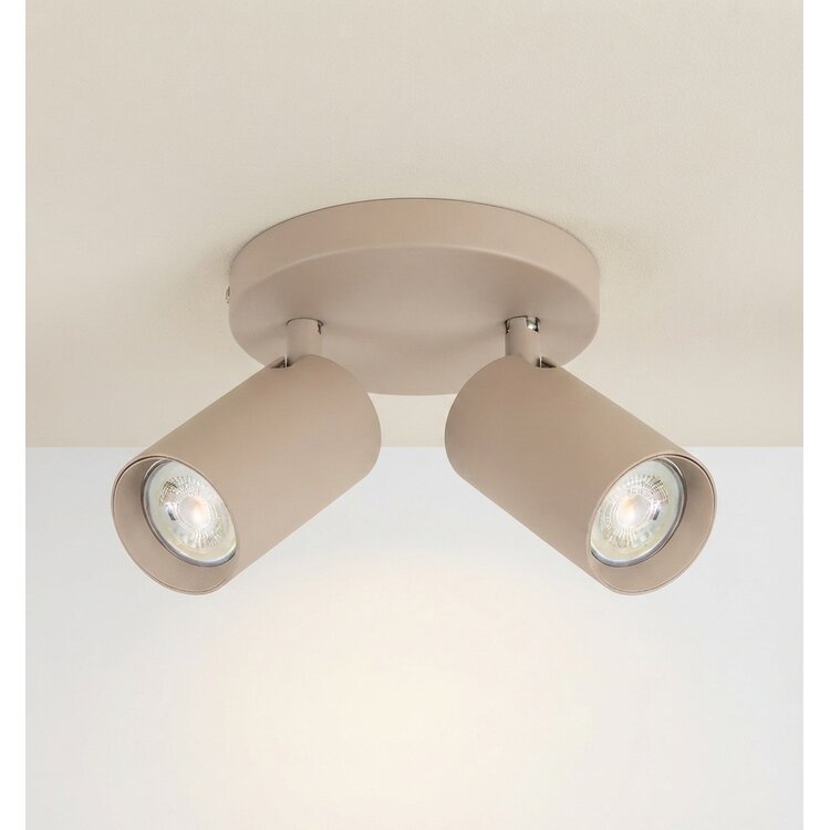 Highlight Mila Spot 2-lichts Rond Beige GU10 Richtbare Plafondspot – S7491.03