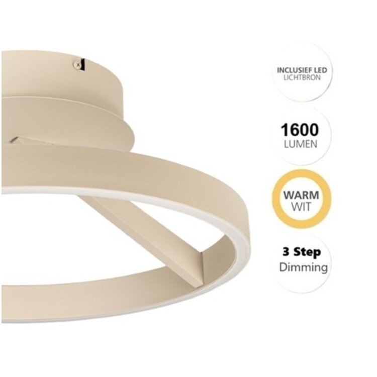 Freelight Pilota Plafondlamp Crème Ø40 cm LED 40W 2700K 1600 Lumen 3-Staps Dimbaar - Copy