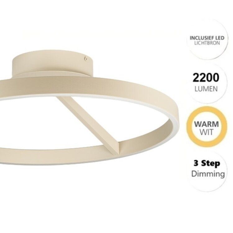 Freelight Pilota Plafondlamp Crème Ø55 cm LED 55W 2700K 2200 Lumen 3-Staps Dimbaar