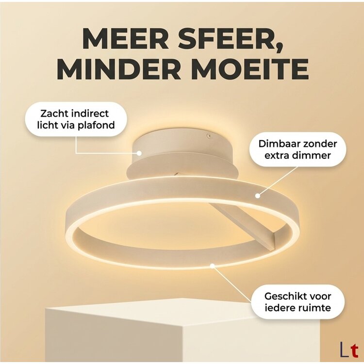 Freelight Pilota Plafondlamp Crème Ø40 cm LED 40W 2700K 1600 Lumen 3-Staps Dimbaar