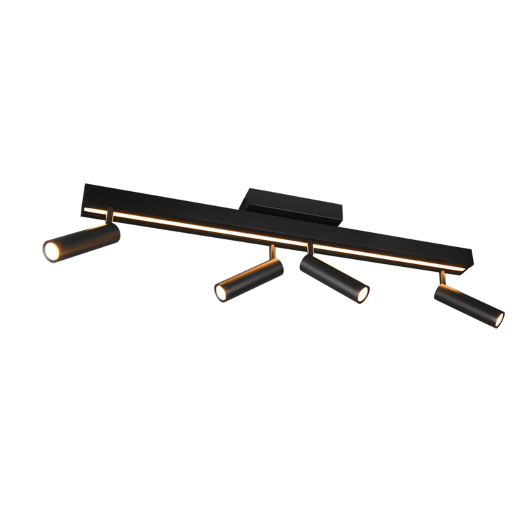 Trio Zeno Plafondlamp Zwart Uitschuifbaar 85 - 133 cm Incl. Afstandsbediening