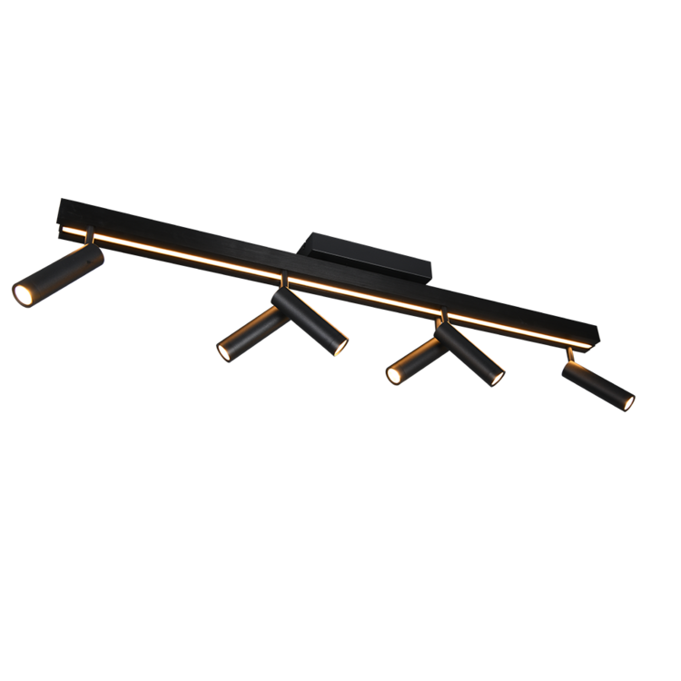 Trio Zeno Plafondlamp Zwart Uitschuifbaar 112 - 180 cm Incl. Afstandsbediening
