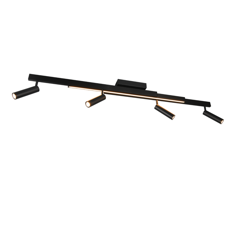Trio Zeno Plafondlamp Zwart Uitschuifbaar 85 - 133 cm Incl. Afstandsbediening