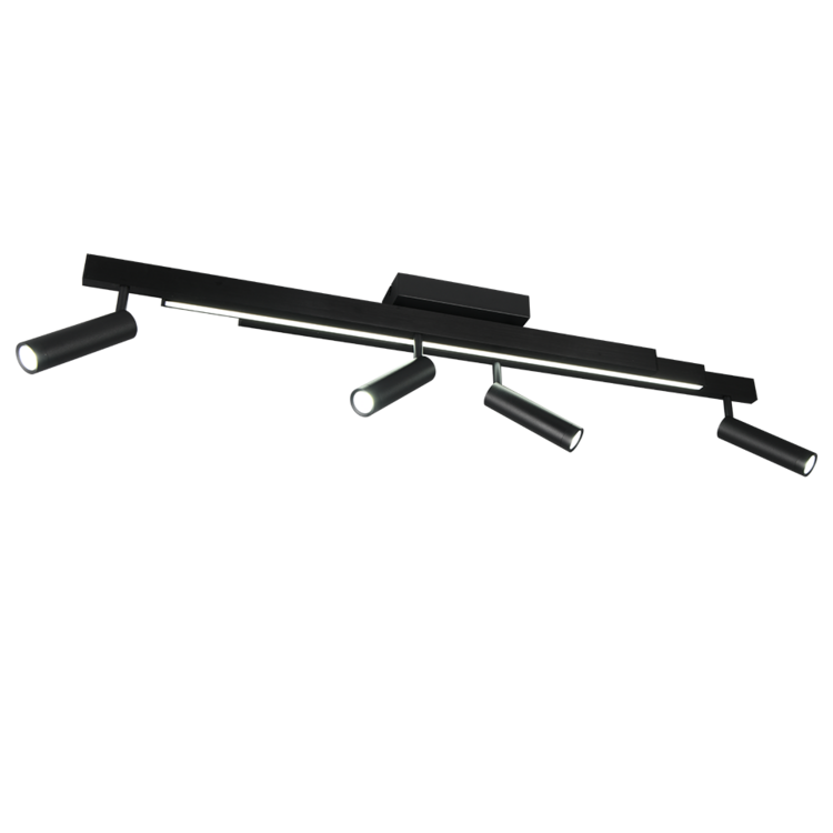 Trio Zeno Plafondlamp Zwart Uitschuifbaar 85 - 133 cm Incl. Afstandsbediening