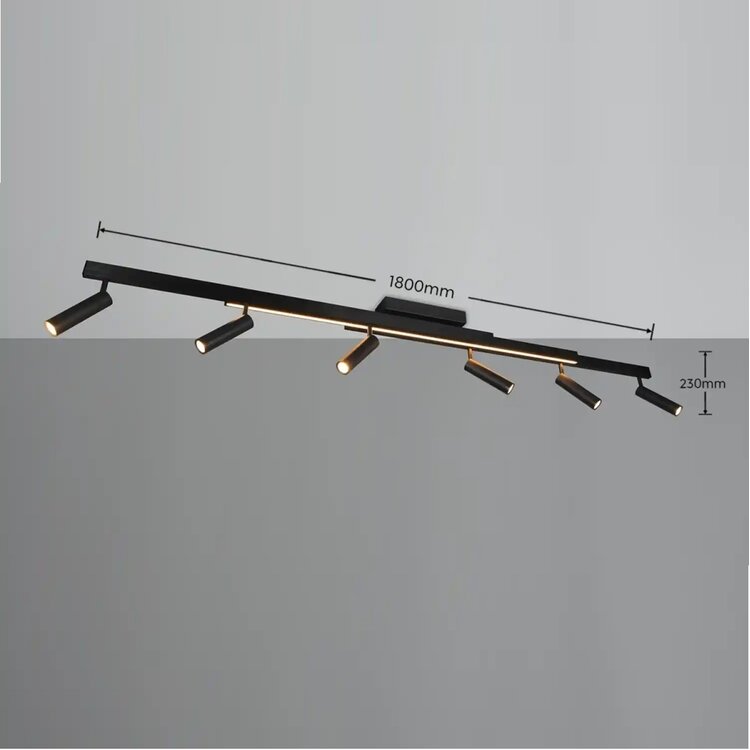 Trio Zeno Plafondlamp Zwart Uitschuifbaar 112 - 180 cm Incl. Afstandsbediening
