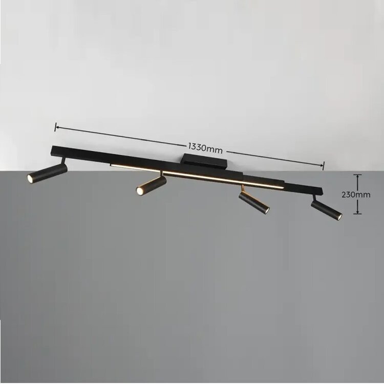 Trio Zeno Plafondlamp Zwart Uitschuifbaar 85 - 133 cm Incl. Afstandsbediening