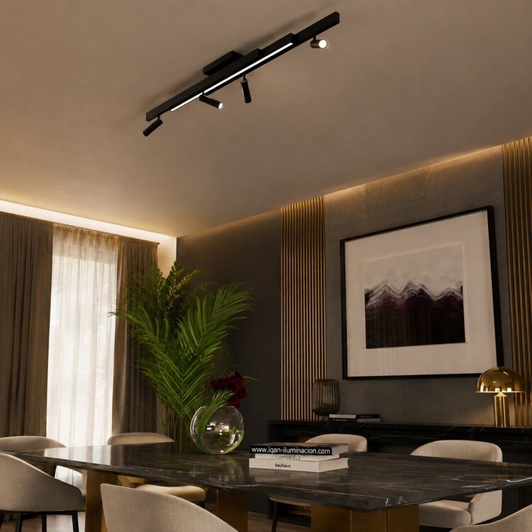 Trio Zeno Plafondlamp Zwart Uitschuifbaar 85 - 133 cm Incl. Afstandsbediening