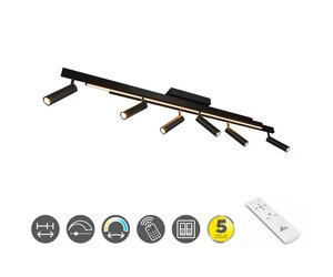 Trio Zeno Plafondlamp Zwart Uitschuifbaar 112 - 180 cm Incl. Afstandsbediening