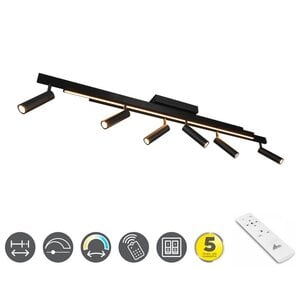 Trio Zeno Plafondlamp Zwart 6 Lichts Incl. Afstandsbediening