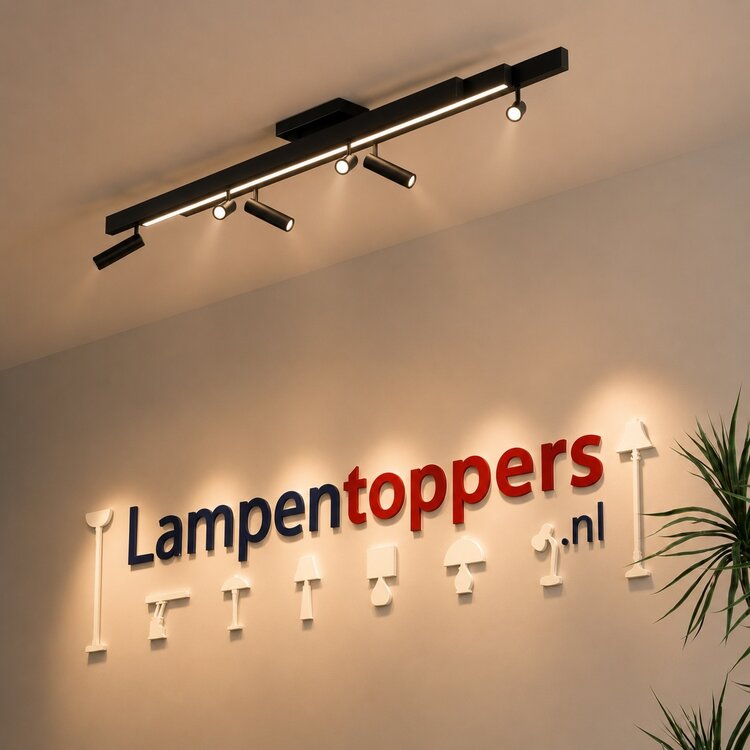 Trio Zeno Plafondlamp Zwart Uitschuifbaar 112 - 180 cm Incl. Afstandsbediening