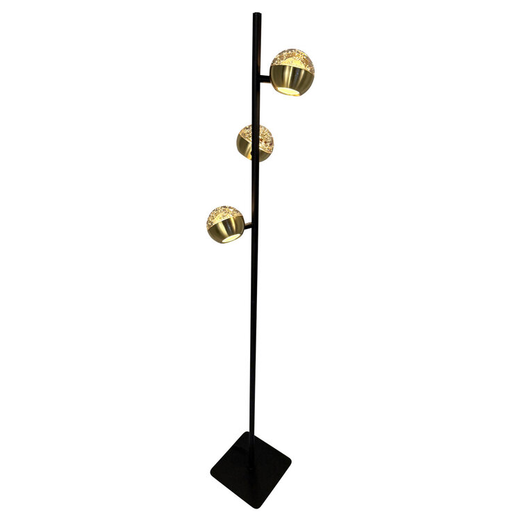 Steinhauer Vloerlamp Belluno Zwart/Messing 3 Lichts Amber Glas H 150cm