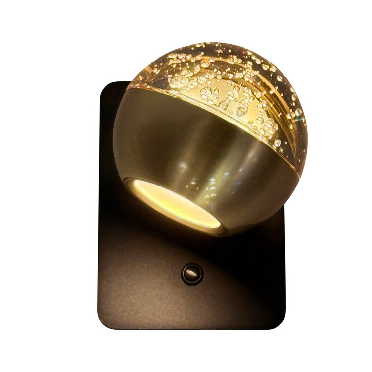 Steinhauer Wandlamp Belluno Zwart/Messing 1 Lichts Amber Glas