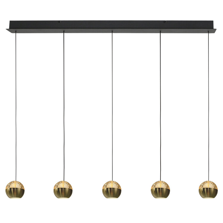 Steinhauer Hanglamp Belluno Zwart/Messing 5 Lichts L 110cm
