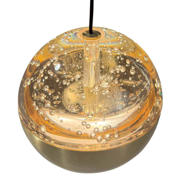 Steinhauer Hanglamp Belluno Zwart/Messing 8 Lichts Ovaal Amber Glas L 100cm