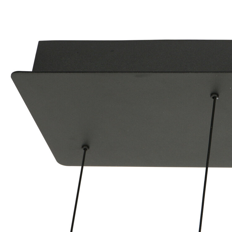 Steinhauer Hanglamp Belluno Zwart/Messing 8 Lichts Amber Glas L 115cm