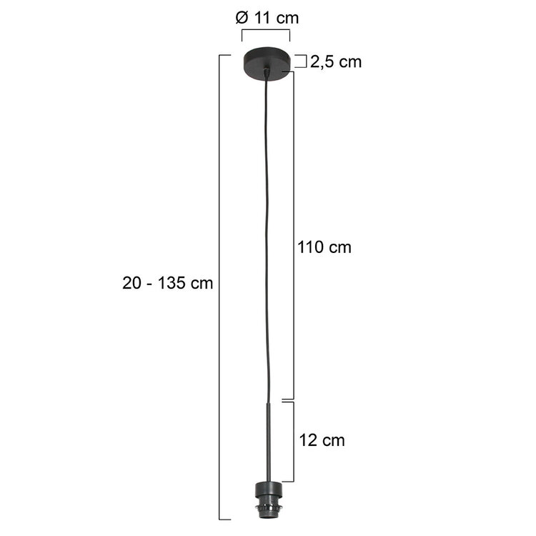 Pendel Zwart E27 Fitting 135cm