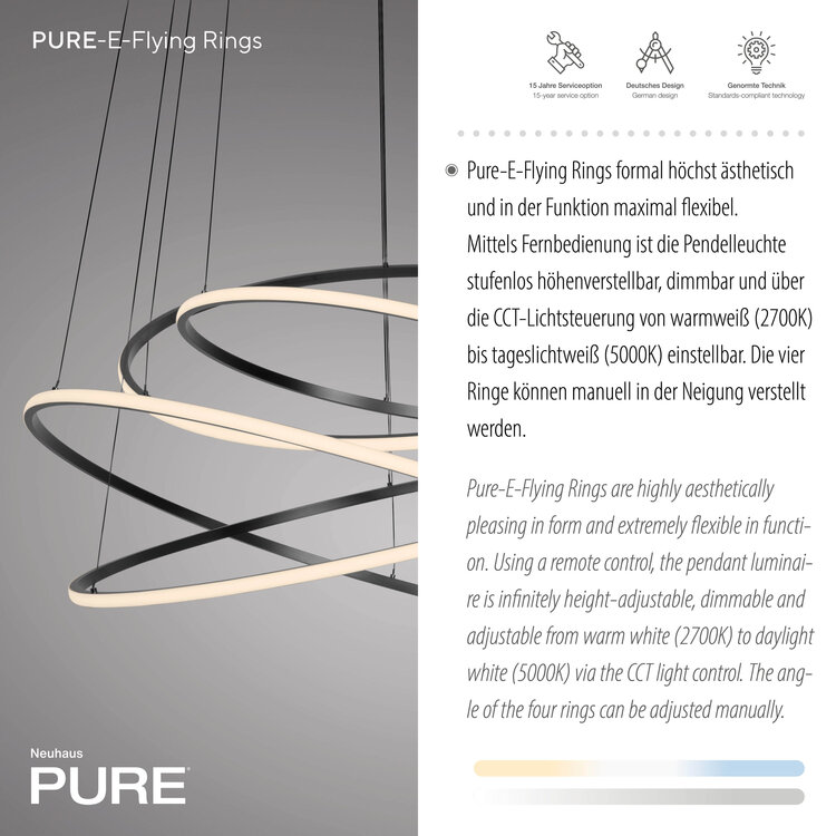 Neuhaus PURE Hanglamp E-Flying Rings Mystic Grey Ø 110cm