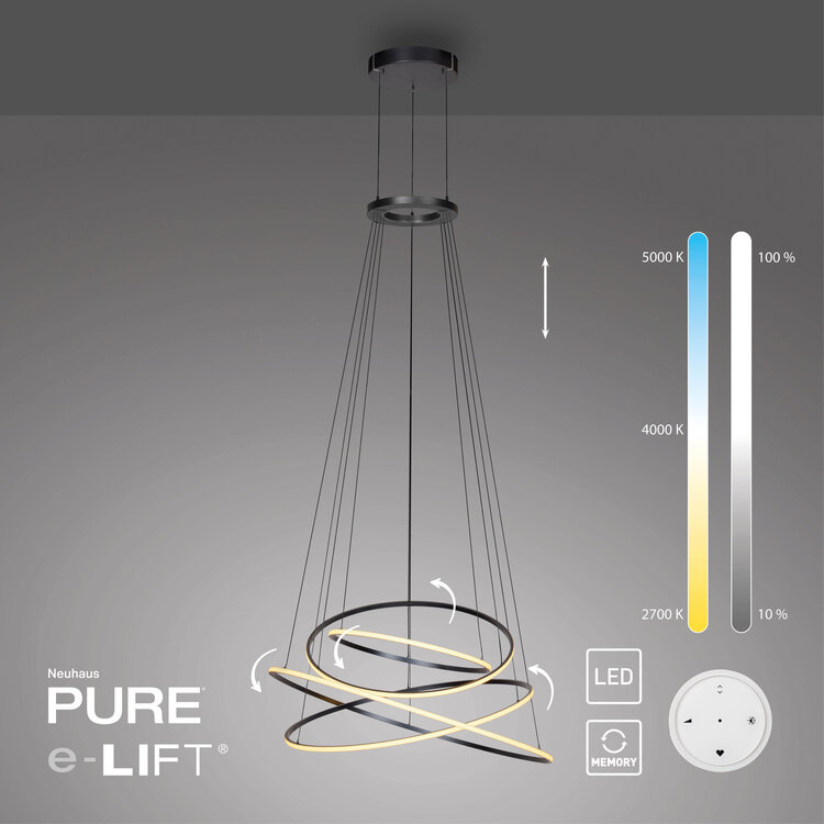Neuhaus PURE Hanglamp E-Flying Rings Mystic Grey Ø 110cm