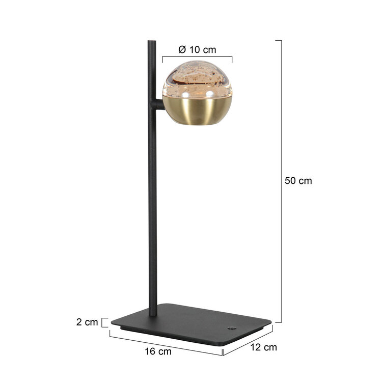 783 Belluno 4589ME – Zwart Messing tafellamp met dimfunctie