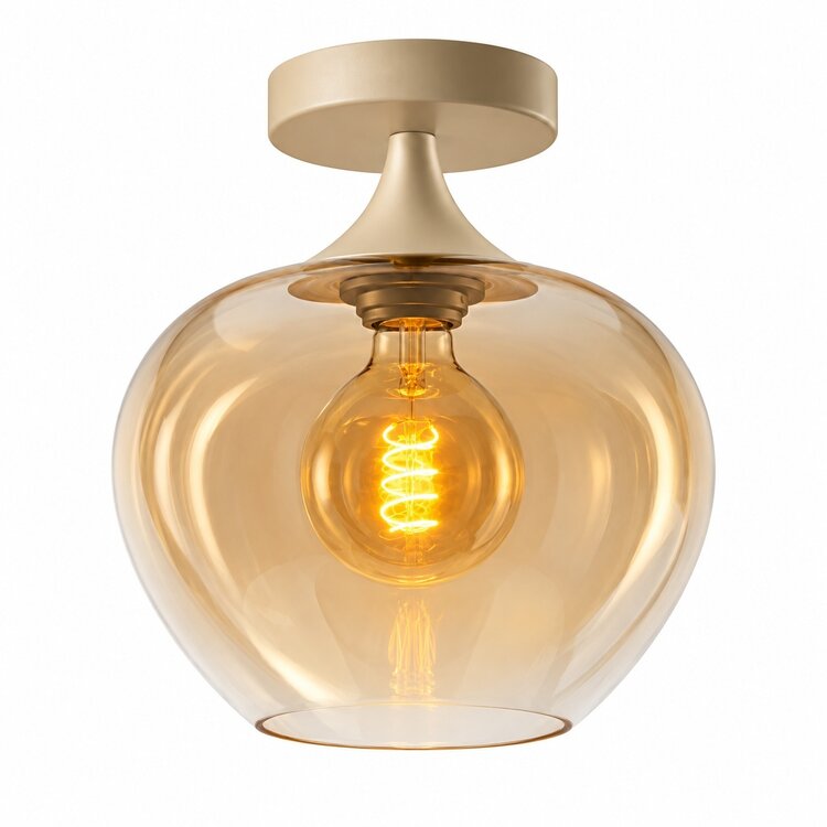 Freelight Plafondlamp Fresu Crème Amber Glas Ø 24 cm E27