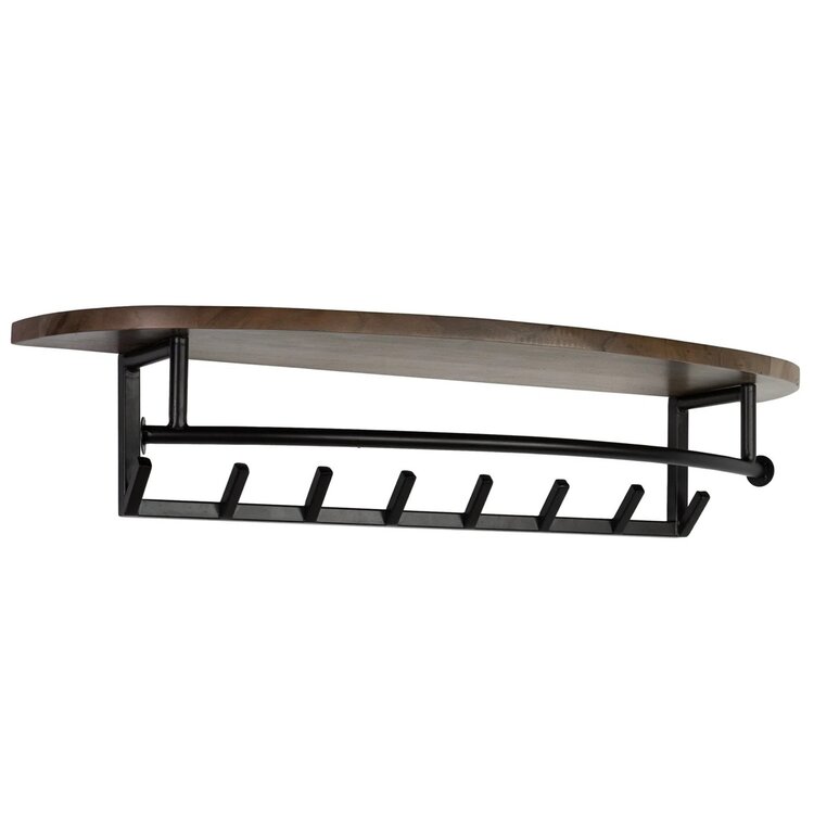 Kapstok Round 8 haken & Hoedenplank Acaciahout  Bruin L 100cm
