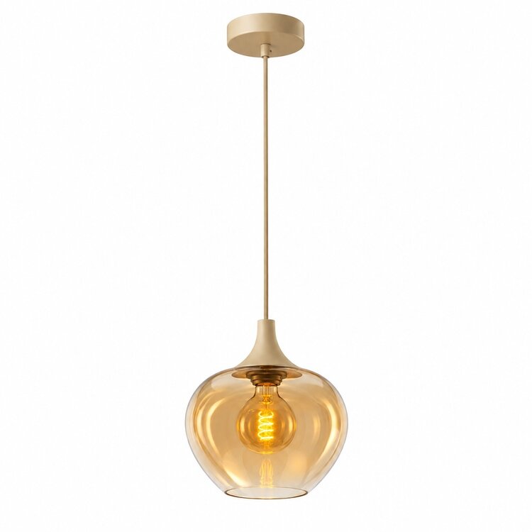 Freelight Hanglamp Fresu Crème Amber Glas Ø 24 cm E27