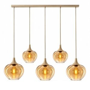 Hanglamp Fresu Crème Amber Glas 5-Lichts
