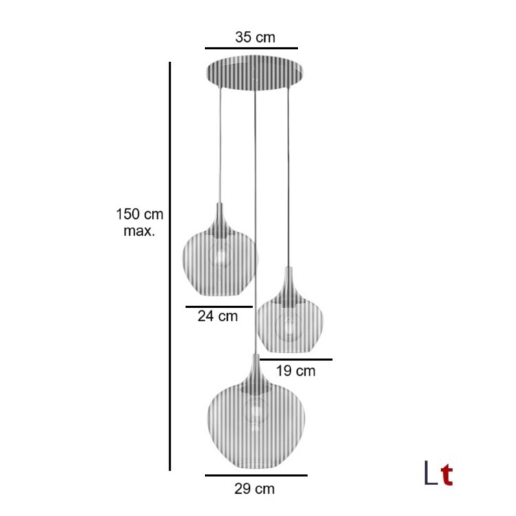 Freelight Hanglamp Fresu Crème Amber Glas 3-Lichts Ø 35 cm E27