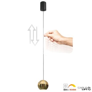 Hanglamp Belluno Zwart/Messing 1-lichts Amber Glas
