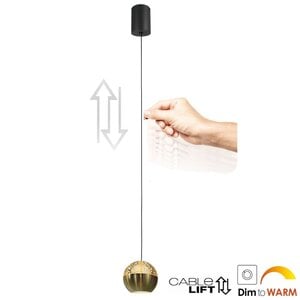 Hanglamp Belluno Zwart/Messing 1-lichts Amber Glas