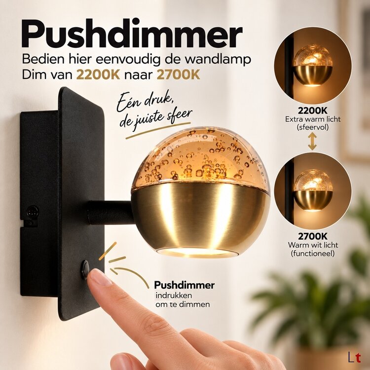 Steinhauer Wandlamp Belluno Zwart/Messing 1 Lichts Amber Glas