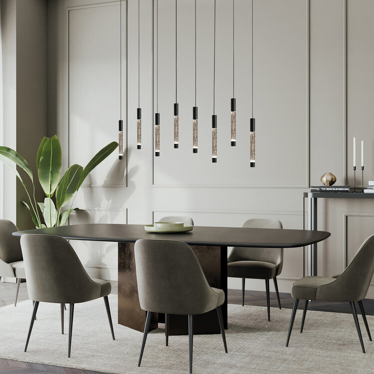 Steinhauer Hanglamp Alisio Zwart 8-lichts 120 cm Plafondbalk met Cable Lift & Dim to Warm