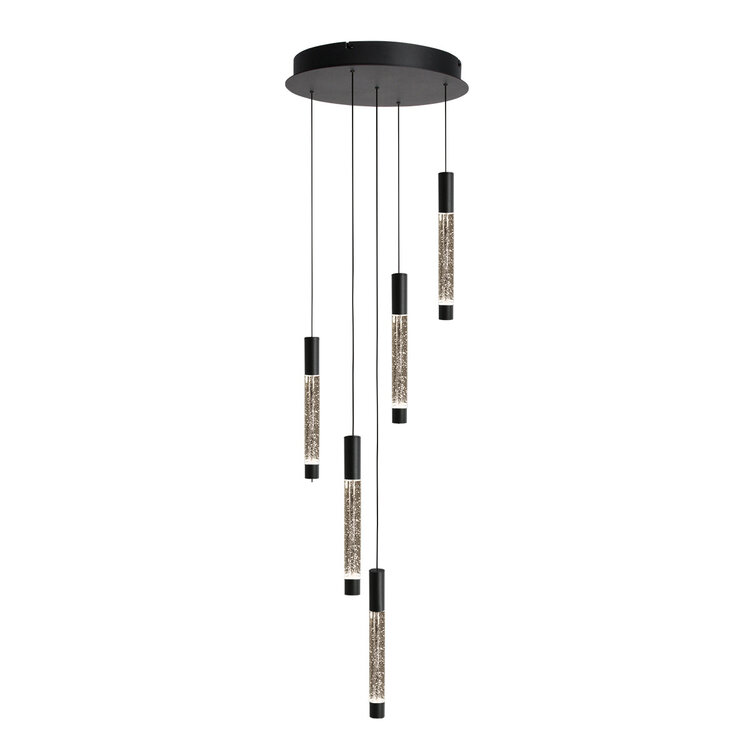 Steinhauer Hanglamp Alisio Zwart Rond 5-lichts Cable Lift & Dim to Warm