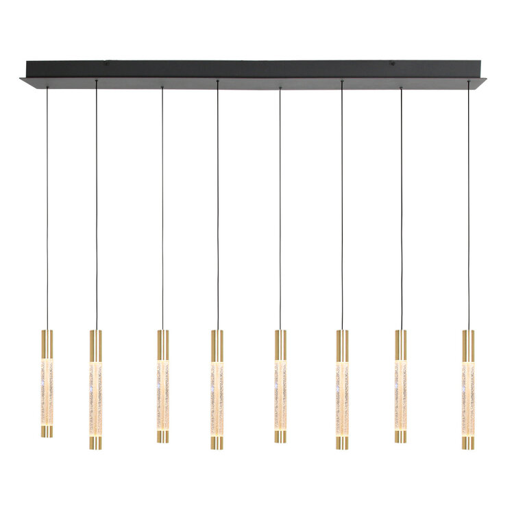 Steinhauer Hanglamp Alisio Messing 8-lichts 120 cm Plafondbalk met Cable Lift & Dim to Warm