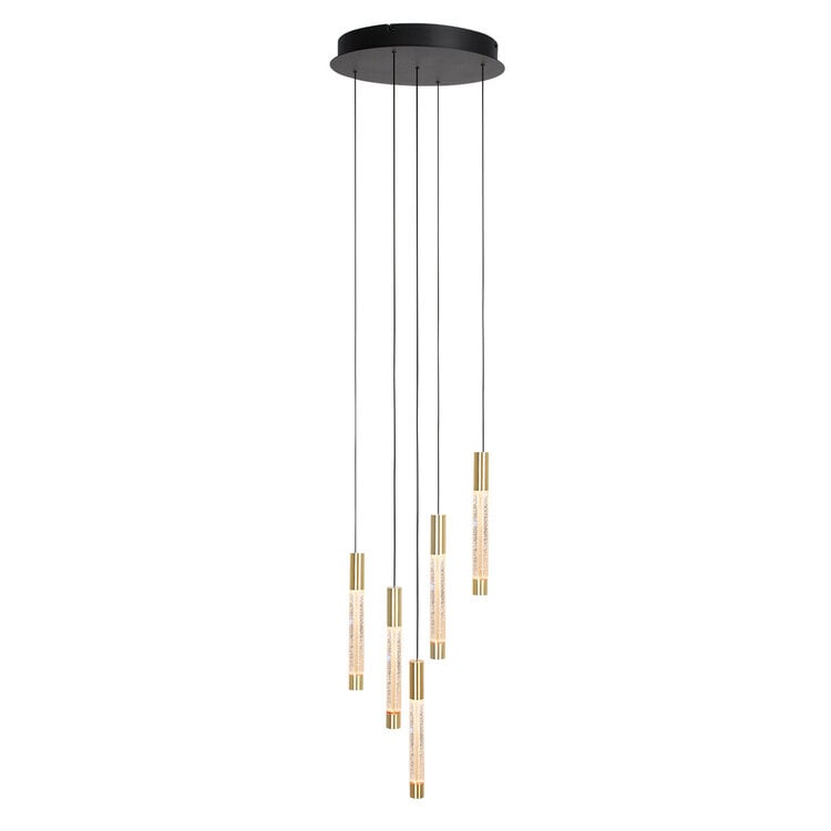 Steinhauer Hanglamp Alisio Messing Rond 5-lichts Cable Lift & Dim to Warm