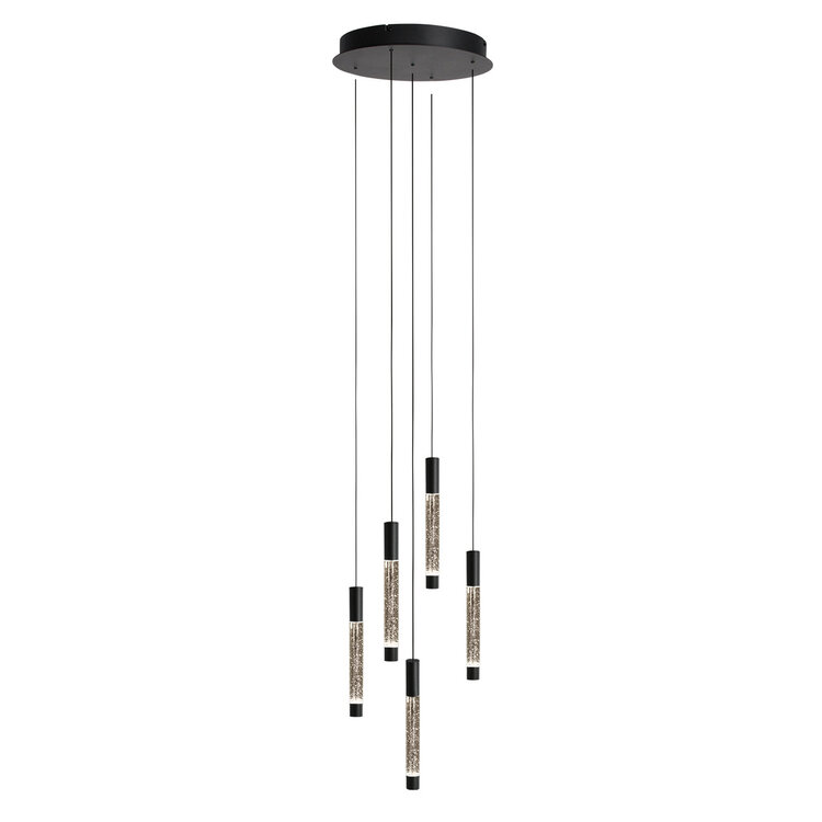 Steinhauer Hanglamp Alisio Zwart Rond 5-lichts Cable Lift & Dim to Warm