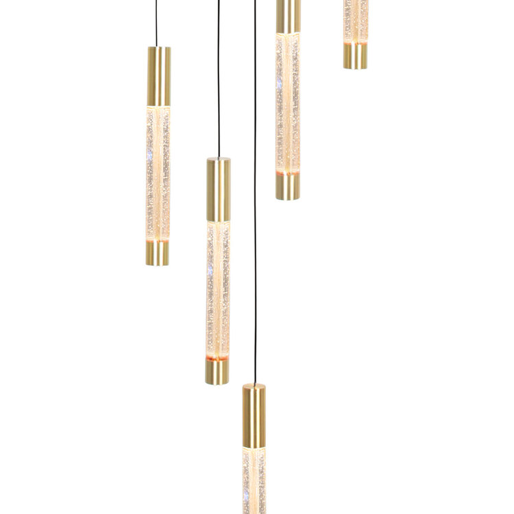 Steinhauer Hanglamp Alisio Messing Rond 5-lichts Cable Lift & Dim to Warm