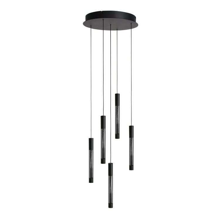 Steinhauer Hanglamp Alisio Zwart Rond 5-lichts Cable Lift & Dim to Warm