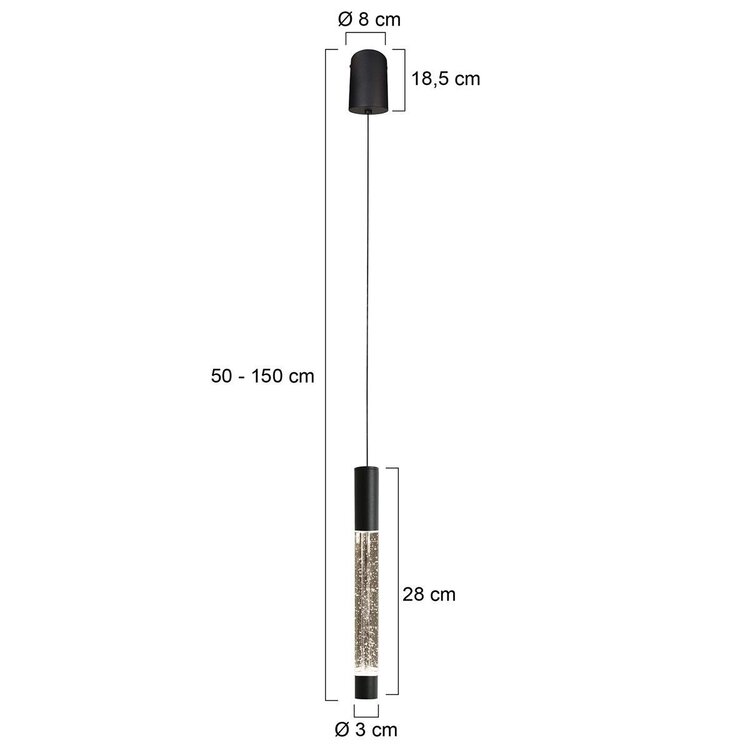 Steinhauer Hanglamp Alisio  Zwart 1-lichts Cable Lift & Dim to Warm
