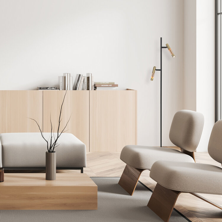 Steinhauer Vloerlamp Alisio Zwart 2-lichts Verstelbaar met Pushdimmer & Dim to Warm
