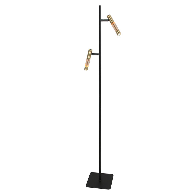Steinhauer Vloerlamp Alisio Zwart 2-lichts Verstelbaar met Pushdimmer & Dim to Warm