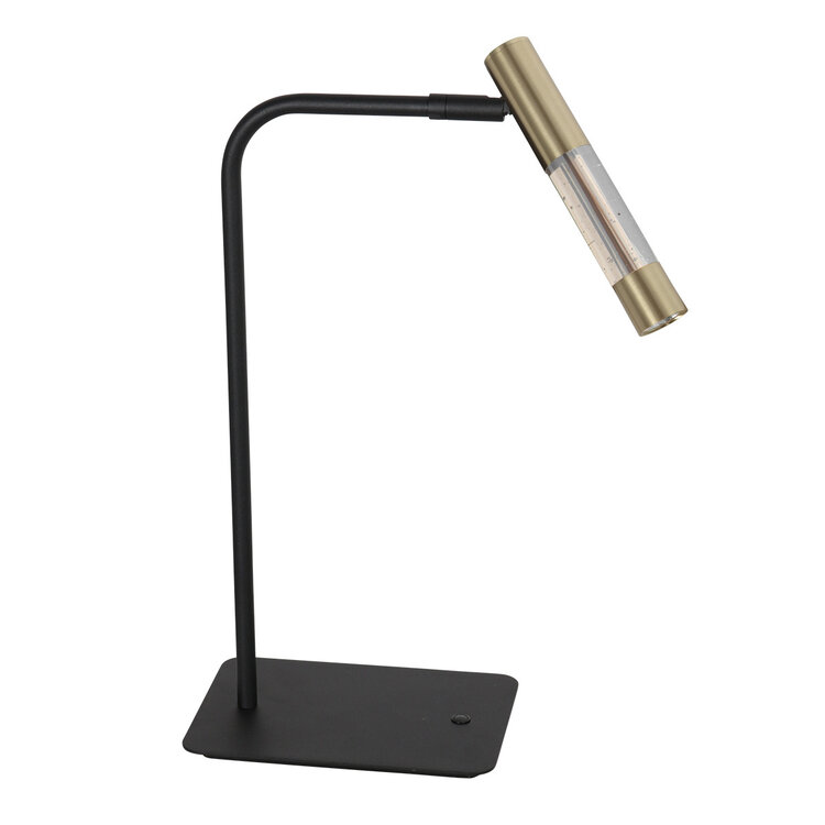 Steinhauer Tafellamp Alisio Messing Zwart Draaibaar met Pushdimmer & Dim to Warm