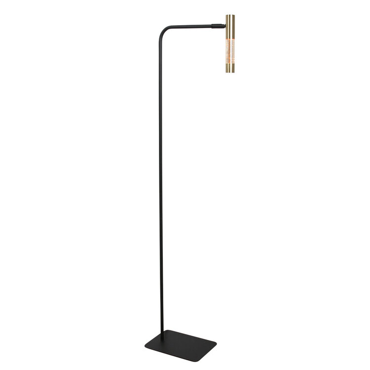 Vloerlamp Alisio 4595ME 1-lichts luxe glas in messing met push dimmer