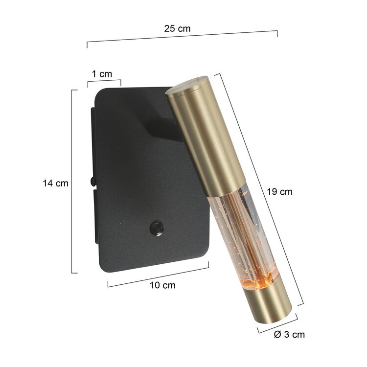 Steinhauer Wandlamp Alisio Messing Zwart Verstelbaar met Pushdimmer & Dim to Warm